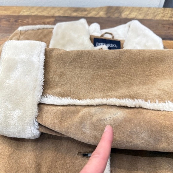 Bernardo Suede Sherpa Patchwork Coat Womens XLP Southwestern Fall Winter Warm - Picture 10 of 16